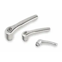 This KIPP adjustable handle features a teardrop design with a threaded hole, made from corrosion-resistant stainless steel. It has an M8 thread with a 12 mm thread length and an overall length of 65 mm. Suitable for machinery, fixtures, and industrial equipment where frequent repositioning and a secure grip are required