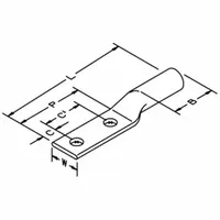 Compression Lugs: For 4 AWG, Stranded Wire, 1/2 in Stud Size, Long, Copper Barrel (MPN 31122)
