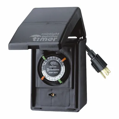 INTERMATIC Plug-In Timer: Mechanical, Outdoor, Not Astronomic, 24 hr Setting, 5-15R - Outdoor-Rated Electromechanical Plug-In Timer Switches
