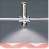 This internal mix air-atomizing spray nozzle from EXAIR features a 1/4 in FNPT connection and delivers a flow rate of 3 scfm. It produces a flat spray pattern at 15 inches and is constructed from stainless steel. Designed for no-drip operation, it is suitable for industrial liquid coating, humidification, and cooling processes requiring consistent coverage