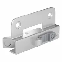 This left-hand dual-action window opening control device is made of stamped steel with a polished chrome finish. It measures 2 3/8 inches in length and 1 11/32 inches in width. Used for precise actuation of windows in ventilation systems and controlled environments