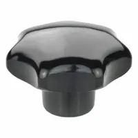 This 7-arm star knob features a plastic body with a steel M12 threaded insert and 22 mm thread length. It provides manual grip and torque for adjusting machine guards, clamps, or positioning devices in industrial equipment