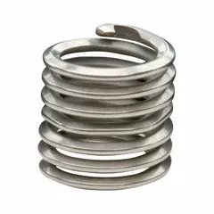 This free-running tangless helical insert is designed to repair or reinforce internal threads in metal substrates. It features a #8-32 coarse thread, right-hand direction, and plain finish. Made from 18-8 material with a tensile strength of 200,000 to 250,000 psi, it is supplied in a 100-piece pack. The tangless design eliminates the need to break off a tang after installation, saving time in production and maintenance.