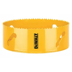 This 6-inch diameter hole saw cuts through wood, metal, plastic, and drywall. With 4/5 teeth per inch and a 5/8"-18 thread, it requires a separate arbor. Maximum cutting depth is 1 3/4 inches.