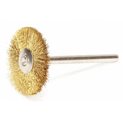 WEILER Wire Wheel Brush: Crimped Brass, 1" Dia x 1/8" Wd, 1/8" Shank - Nonsparking Light-Cleaning Brushes for Soft Materials