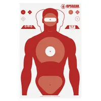 Paper silhouette target in orange, 34 in height by 22 in width, sold in a 50-pack. Designed for combat and command training, this target is used for target identification and precision practice on shooting ranges