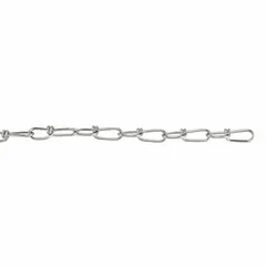 Light-duty jack utility chain made from 304 stainless steel for corrosion resistance. Rated with a working load limit of 155 lb. Used for securing loads, towing, and general industrial rigging in outdoor or washdown environments.