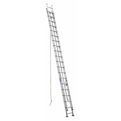 WERNER Extension Ladder: 40 ft Ladder Size, Aluminum, 300 lb Load Capacity, 100 lb Wt - Leg Leveling Lightweight Aluminum Extension Ladders