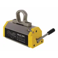 Round- and flat-surface lifting magnet for handling ferrous materials. Rated for flat loads up to 1,100 lb. Suitable for lifting plates, blocks, and round stock in metalworking and warehouse operations