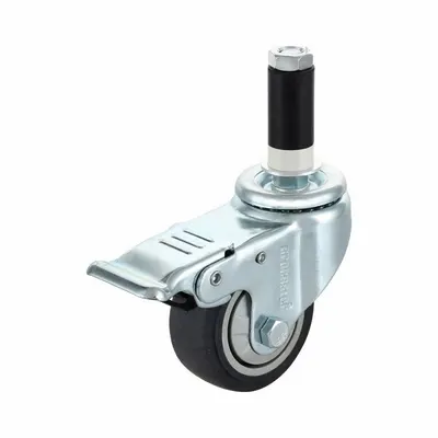 FLEXPIPE Caster: Caster, Silver/Black, 250 lb Load Capacity - Max, Rubber, Swivel - Casters & Feet for Clamp-On Pipe Systems