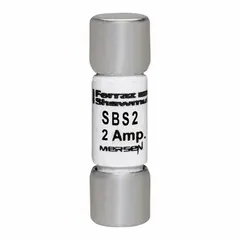 Fast-acting cylindrical fuse rated 2 A and 600 V AC. Midget size with 13/32 in x 1 3/8 in non-indicating body. Used for overcurrent protection in control panels, motor starters, and power distribution equipment.
