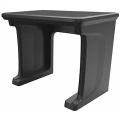 This floor-mount desk from the Endurance series is constructed of polyethylene, offering resistance to chemicals and moisture. It measures 30 inches wide, 24 inches deep, and 29 inches high, providing a stable work surface for industrial environments such as factory floors, warehouses, and laboratories.
