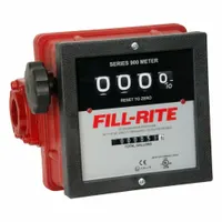 FILL-RITE Mechanical Flowmeter: 4-Digit Mechanical Fuel Transfer Meter, Aluminum, 1 in FNPT, FNPT (MPN 901C)