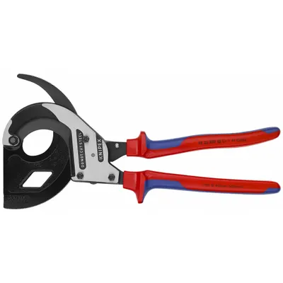 KNIPEX High Leverage Cable Cutter: Multi-Component Handle, Shear - Ratcheting Electrical & Data Cable Cutters
