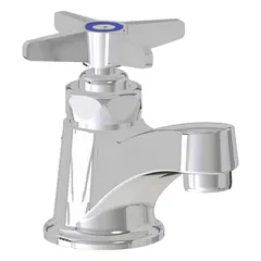 Cast brass construction with polished chrome finish. Single-post handle design with low arc spout. Flow rate of 2.2 gpm. Includes mounting hardware. Suitable for bathroom sink installations in commercial and residential settings.