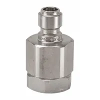 This SNAP-TITE EA Series hydraulic quick-connect coupling plug features a 316 stainless steel body and nitrile seals. It is designed for quick, leak-free connection and disconnection of hydraulic lines in industrial fluid power systems. The 3/4 in coupling size is suitable for applications requiring corrosion resistance