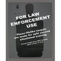 Paper silhouette target for scoring and qualification use. Black finish, 3 3/4 ft high by 35 in wide. Supplied in a 50-pack