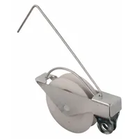 This tension spring roller is a component for sliding screen doors, used to maintain proper tension and smooth operation within the door track. It has a gray, unfinished finish and an overall height of 5 23/64 inches. Supplied as a single piece
