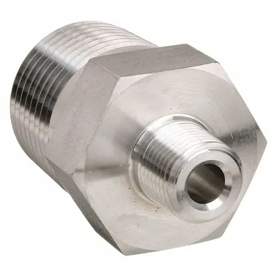 PARKER Metal Pipe Straight: Straight, 316 Stainless Steel, 1/2 in x 1/8 in, 6,600 psi - Extreme Pressure Instrumentation Pipe Fittings