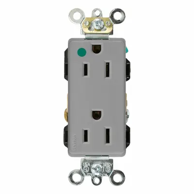 LEVITON Plugs and Receptacles: Duplex, 5-15, Gray, 125V AC, 15 A, 2 Pole / 3 Wire (MPN 16262-HGG) - General Purpose Receptacles