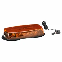 This LED mini light bar from the ECCO 5597 Reflex Series meets SAE J845 Class 1 standards for high-visibility warning signals. It offers 18 selectable flash patterns and is equipped with a suction mount and plug electrical connection for easy installation. Typical applications include emergency and service vehicles requiring reliable warning lights