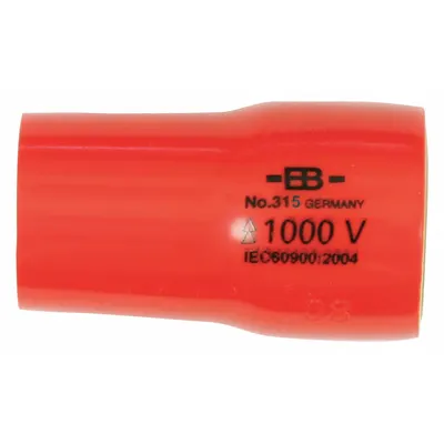 WIHA Insulated Socket: 3/8 in Drive Size, 7 mm Socket Size, 1 1/8 in Overall Lg - 3/8" Drive Metric Insulated Hand Sockets