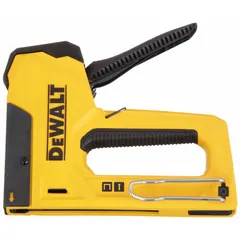This straight-drive tool from DEWALT is designed for driving brad nails and flat crown staples up to 7/16 in width. The aluminum body provides a lightweight construction for use in finish carpentry, trim work, and light fastening applications. Overall length is 7 13/32 in, accepting fasteners of 7 in or less.