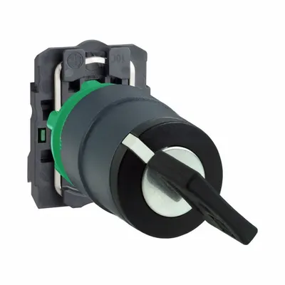 SCHNEIDER Selector Switch: 2 Position, 22 mm Panel Mounting Size, 1NO - Panel-Mounted Key Switches with Contacts