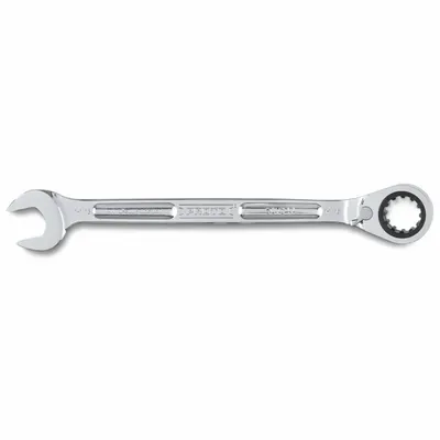 PROTO Combination Wrenches: Alloy Steel, Full Polish Chrome, 1 1/16 in Head Size - SAE Spline Ratcheting Combination Wrenches