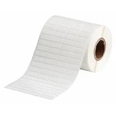 Vinyl wraparound label with black-on-white print, measuring 3/16 in x 21/32 in. Designed for wire gauges from 6 AWG to 0 AWG. Compatible with BBP12 printer series; requires ribbon R6213. Used for cable and wire identification in industrial environments.