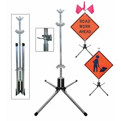 DICKE Sign Stand: Rigid, Roll-Up, 36 in x 36 in, 48 in x 48 in Compatible Sign Size - Springloaded Sign Stands