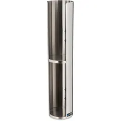 Wall-mount cup dispenser designed to hold cups from 24 to 46 oz. Suitable for organizing cup storage in commercial kitchens, cafeterias, and foodservice operations. Manufacturer part number L3502.