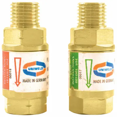 UNIWELD Flashback Arrestor Set: Torch Mount, 3/8"-24 - Flashback Arrestors