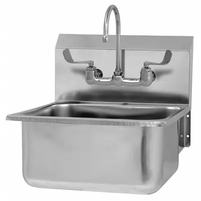 SANI-LAV Hand Sink: 1 Stations, 10 in Bowl Dp, 19 in Bowl Lg, 16 in Bowl Wd, Faucet Included - One-Station Wall-Mounted Hand Sinks with Faucets