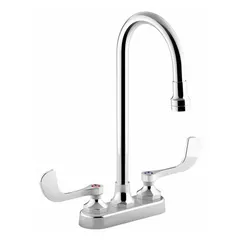 Centerset bathroom faucet from the Triton Bowe™ series, constructed of brass with a polished chrome finish. Flow rate is 0.5 gallons per minute. Suitable for residential and light-commercial bathroom sinks.