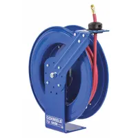 Spring Return Hose Reel: 50 ft (3/8 in I.D.), 3/8 in MNPT, 300 psi Max Op Pressure, Brass, Blue (MPN SH-N-350)