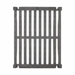 Rectangular slotted trench drain grate, unfinished gray finish. Class F ultra heavy-duty rating for high-load applications. Overall dimensions: 25 1/4 in width, 20 in length, 2 3/4 in height. Suitable for industrial and commercial drainage systems requiring heavy load support.