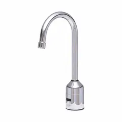 This ZURN AquaSense® single-post sensor faucet is constructed of brass with a chrome finish. It is hardwired and includes a connector wire for installation. Designed for touch-free operation in commercial restrooms, it helps reduce cross-contamination and water waste.
