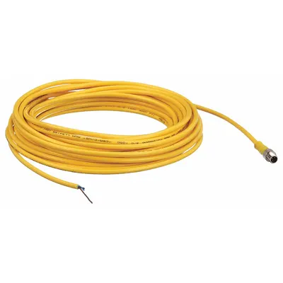 BRAD HARRISON Cordset: M8 Male Straight X Bare Wire, 3 Pins, Yellow, PVC, 10 m Cable Lg - Single-Ended Cordsets with PVC Jacket for Flexing Applications