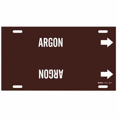 BRADY Pipe Marker: Argon, Brown, White, Fits 8 to 9 7/8 in Pipe O.D., 1 Pipe Markers - Argon Snap-On Pipe Markers