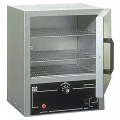 Natural gravity convection oven with 2 cu ft capacity, 232°C maximum temperature, and 1200W power. Operates on 115V AC with temperature uniformity of ±3°C at 150°C and accuracy tolerance of ±3°C. Suitable for general laboratory heating, drying, and curing applications.