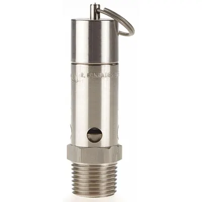 CONRADER Safety Valve: Hard Seat, 1/2 in (M)NPT Inlet (In.) - Hard Seat Pneumatic Safety Valves