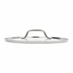 This VOLLRATH cover is made of stainless steel with a silver finish and a welded silver handle. It has a 12 1/2 inch top diameter and is NSF certified. Suitable for covering pots or pans in commercial food service settings to retain heat and prevent contamination.
