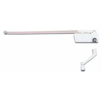 Surface-mount window operator for casement windows. Includes crank handle. Left-hand orientation. White powder-coated finish. 3-inch base length. OEM replacement part