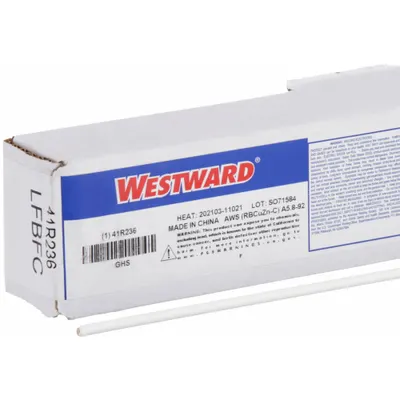 WESTWARD Brazing Alloy: Low-Fuming Bronze, 0%, RBCuZn-C, 1/8 in x 36 in - Low-Fuming Bronze Brazing Alloys