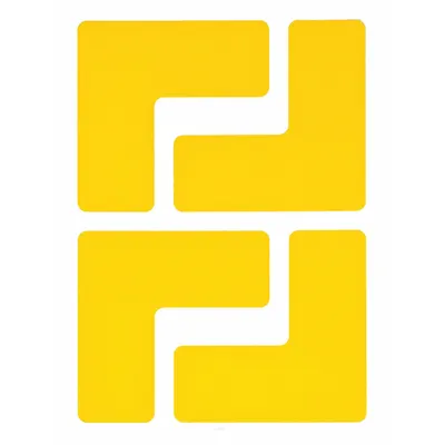 BRADY Floor Marking Tape: L, Solid, Yellow, No Legend, 2 in x 5 in, 8 mil Tape Thick - L-Shaped Floor Marking Tape