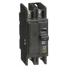 The SQUARE D QOU260 is a 60 amp, 2-pole miniature circuit breaker from the QOU Series, rated for 120/240V AC single-phase systems with a maximum interrupting rating of 10kA at 120/240V AC. Designed for unit-mount installation, it provides overcurrent protection in heating equipment and similar applications.