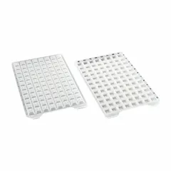 White silicone sealing mat for 96-well plates, with 8.4 mm well openings. Used to seal microplates during storage, incubation, or assays to prevent contamination and evaporation. Suitable for standard square-well plates.