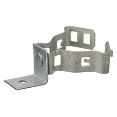 Steel stud mount for securing 1/2 in EMT conduit and cable to wall studs. Features a corrosion-resistant coated gray finish and screw-on mounting. Includes conduit clips. cULus listed. Suitable for routing and supporting conduit runs in electrical installations.