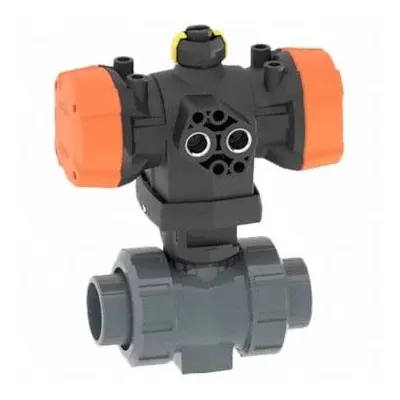 GF PIPING SYSTEMS Pneumatically Actuated Two-Way Ball Valve: 1 1/2 in, PVC - PVC Pneumatically-Actuated Ball Valves